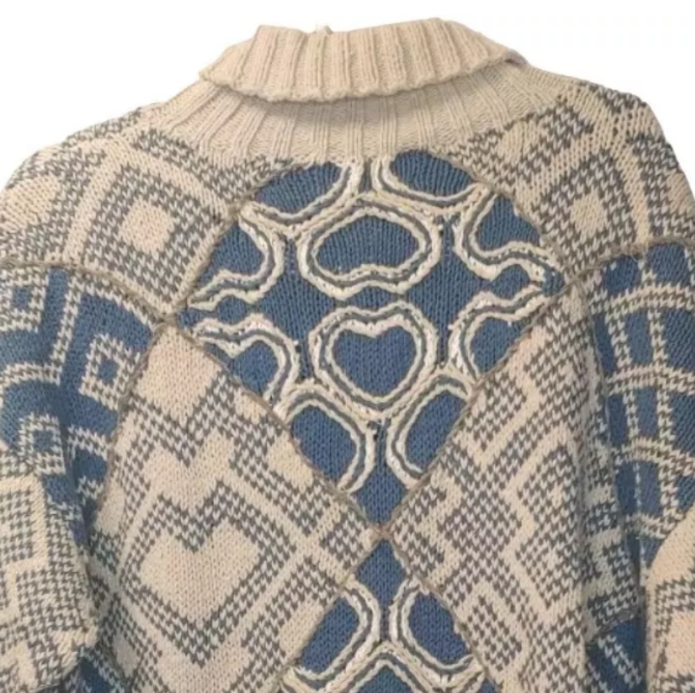 Express Tricot 3d Handknitted Patchwork Sweater L… - image 4